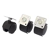 uxcell　キャスターホイール　50 x 40 x 60 mm　ブラック　360 度回転　3個入り