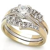 1.25 Carats CZ Two Tone Wedding Engagement Ring Set Size (7)
