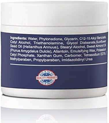 Vitamin K Cream- Maximum strength reduces under eye dark circles & puffiness. Clears bruising, spider veins, broken capillaries, & fine lines and wrinkles.