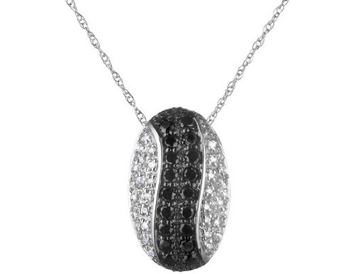 Black & White 2/3 Carat (ctw) Diamond Pendant in 14K White Gold with Chain