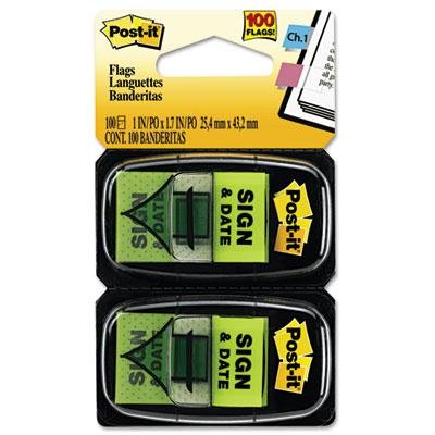 Post-It Flags - 4 Pack - Arrow Message 1" Flags "Sign And Date" Green 2 50-Flag Dispensers/Pack "Product Category: Labels Indexes & Stamps/Tape Flags"