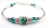 Emerald May Birthstone Bracelets: Handmade in .925 Sterling Silver with Swarovski Crystal Birthstones