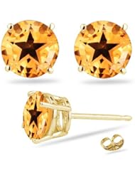 5.90 Cts Citrine Stud Earrings in 14K Yellow Gold
