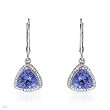 Earrings With 3.77ctw Precious Stones - Genuine Diamonds and Tanzanites Crafted in 14K White Gold Length 27.5mm