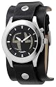 Fossil JR8122 Gents Black Leather Cuff Watch with Animated Analog Dial