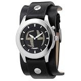 Fossil JR8122 Gents Black Leather Cuff Watch with Animated Analog Dialby Fossil