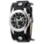Fossil JR8122 Gents Black Leather Cuff Watch with Animated Analog Dial