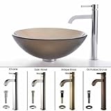 Kraus C-GV-103FR-12mm-1007SN Brown Glass Faucet Combo