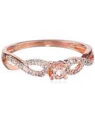 Rose-Gold Flashed Silver Diamond and Morganite Ring (0.1cttw, G-H Color, I2-I3 Clarity)