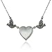 Sterling Silver Marcasite Birds & Mother-of-Pearl Heart Necklace