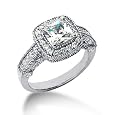 1.60 Ct Diamond Engagement Ring Princess Cut Antique Pave Style 14k Gold SI3 H