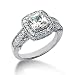 1.60 Ct Diamond Engagement Ring Princess Cut Antique Pave Style 14k Gold SI3 H