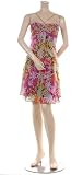 BCBG MAX AZRIA - BCBG MAHOGANY SILK PRINT RUCHED TIERED DRESS NEW L