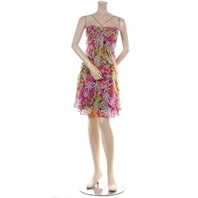 BCBG MAHOGANY SILK PRINT RUCHED TIERED DRESS NEW L