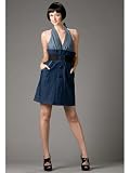 Voom Dress by Joy Han - Halter Denim Jean Dresses for Women - Dresses with Pockets