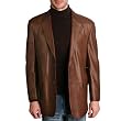 BGSD Men's Classic Two-Button Lambskin Leather Blazer in Black, Brown, or Cognac - Regular & Tall