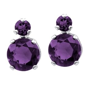 14k White Gold Amethyst Earrings by