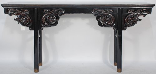BK0082Y-Antique Chinese Lacquered and Carved Altar Table, circa 1800, Shanxi Province China, Elm (Yu