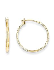 MadiK® Kids 14k Yellow Gold 1.25mm Hollow & Polished Hinged Hoop Earrings