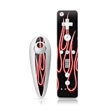 Red Neon Flames Design Nintendo Wii Nunchuk + Remote Controller Protector Skin Decal Sticker