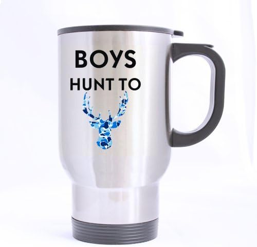 Funny Boy Mug - Best Designed Blue Teal Camouflage Deer Head Boys Hunt TO Deer/Dear Travel Tea Cup - 14 Oz