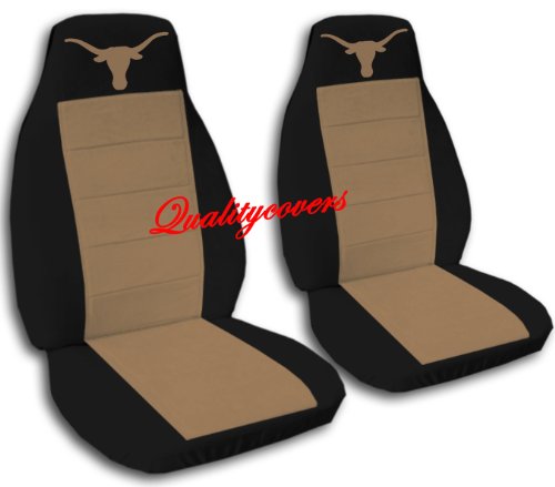 Black and brown seat covers with a 
