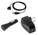 USB Data Cable + USB Car + USB Home Travel Charger for Sandisk Sansa View