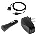 USB Data Cable + USB Car + USB Home Travel Charger for Sandisk Sansa View