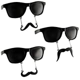 New Vintage Style Wayfarer Mustache Sunglasses 3 Pairs, All Black