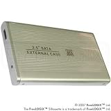 FreeLogix - SATA 2.5  USB 2.0 External Hard Drive Disk Case Enclosure - Silver (Free travel case included)