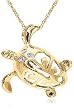14k Choice of White, Yellow or Rose Gold Diamond Turtle Pendant (.03 cttw, H-I Color, I2-I3 Clarity), 18"