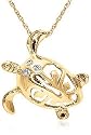 14k Choice of White, Yellow or Rose Gold Diamond Turtle Pendant (.03 cttw, H-I Color, I2-I3 Clarity), 18"