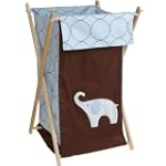 Carter's Blue Elephant Hamper, Blue/Choc, 17 X 16 X 27"