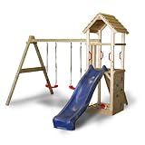 Spielturm Kletterturm mit Rutsche 2 Schaukeln + komplettem Zubehör