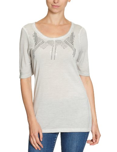Oui Damen T-Shirt 25215, Gr. 42, Grau (light grey 9083) Preisvergleich