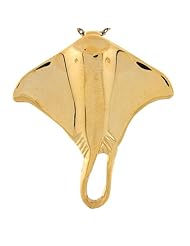 10k Yellow Gold Sting Ray Ocean Beach Designer Slide Pendant