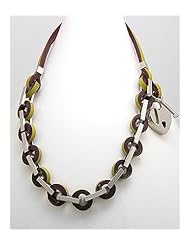 Lawn Green Key Leather Necklace In White Base