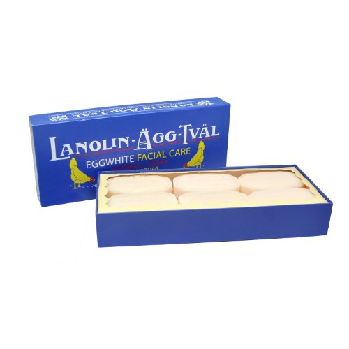 Lanolin-Agg-Tval Swedish Eggwhite Soap - 1 Box of 6 - 50g bars