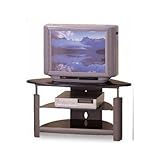 STAND/TV,PWTR MTL,BLK WOOD