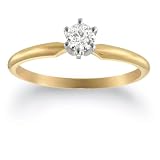  : 14k Yellow Gold Round Solitaire Diamond Engagement Ring (1/4 ct, H-I Color, SI2-I1 Clarity), Size 5
