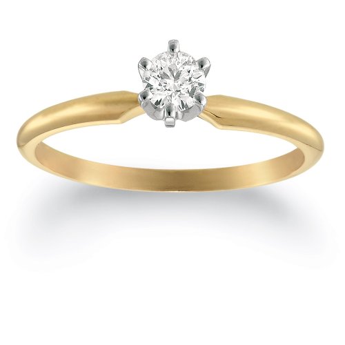 14k Yellow Gold Round Solitaire Diamond Engagement Ring (1/4 cttw, H-I Color, SI2-I1 Clarity), Size 6