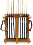 10 Pool Cue Billiard Stick Floor Rack - Holder Oak Finish