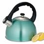 Creative Home Satin Splendor 2.8-Quart Whistling Tea Kettle, Aqua