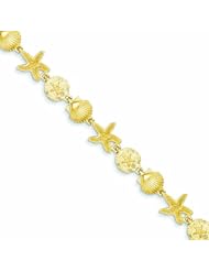 14K Gold Seashell Theme Bracelet 7.5 Inches