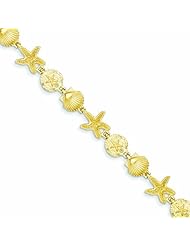 Genuine 14K Yellow Gold Seashell Theme Bracelet 7.5 Inches 7 Grams Of Gold 100% Satisfaction Guaranteed.