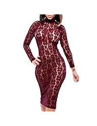 Sexy Knee Length Acrylic/Cotton Long Sleeves Illusion Mesh General Print Bodycon Dress/Midi Dress 
