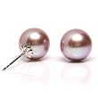 HinsonGayle AAA Round 9.0-9.5mm Naturally Pink Cultured Pearl Stud Earrings (14K White Gold)