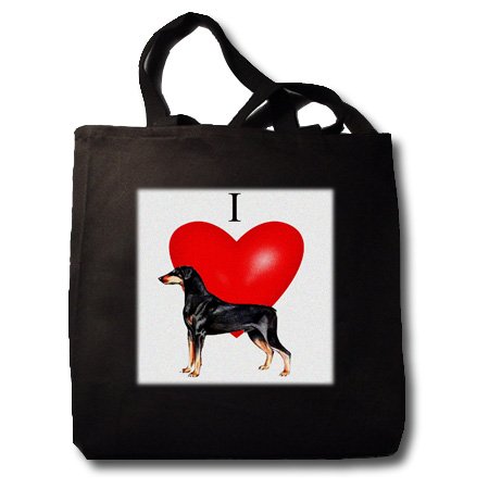 Sandy Mertens Dog Designs - I Love Doberman Pinchers Textured - Tote Bags Picture