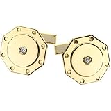 14K Yellow Gold Diamond Cufflinks - 0.10 Ct.