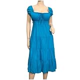 Plus Size Blue Cotton Empire Waist SunDress 1X